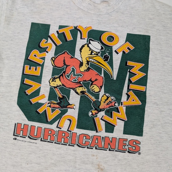 Vintage University of Miami Hurricanes T-shirt Short Sleeve Tee Paper Thin - Picture 5 of 7